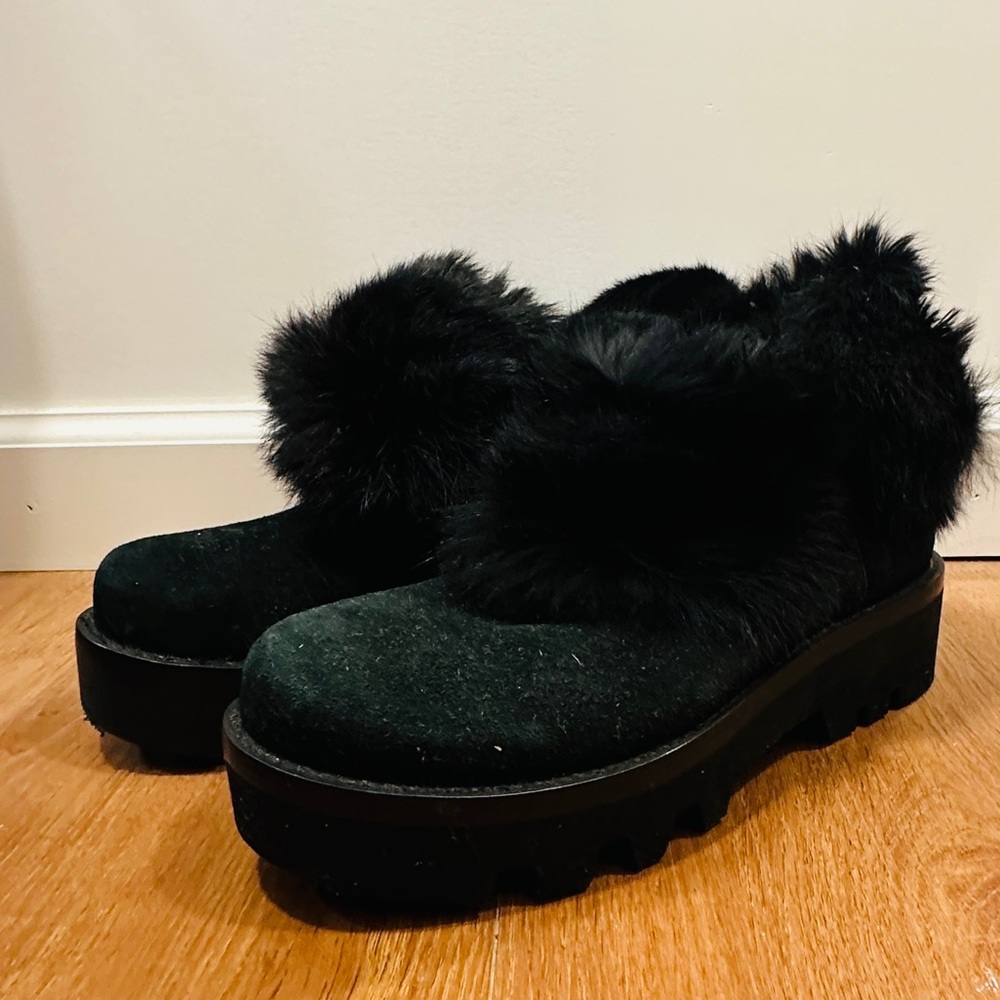 🆕wob Rachel Zoe faux fur low platform shoes, black, sz 6